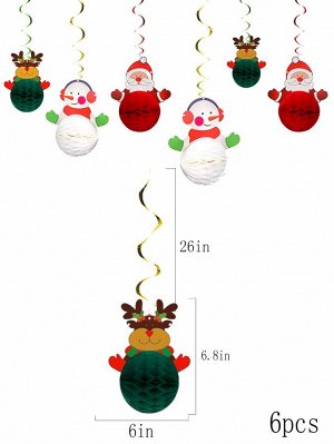 6шт Рождественское спиральное украшение с принтом снеговика