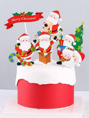 8шт Рождественский топпер для торта в форме деда мороза