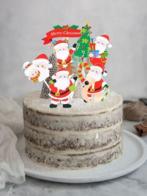 8шт Рождественский топпер для торта в форме деда мороза