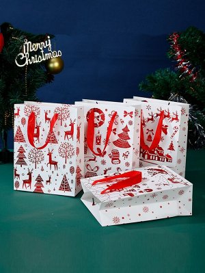 4шт Подарочный пакет рождественская елка принтом портативный