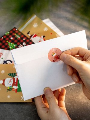 6шт Поздравительная открытка с рождественским узором