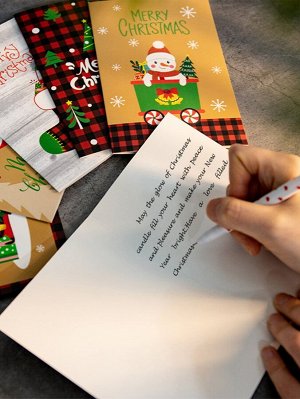 6шт Поздравительная открытка с рождественским узором