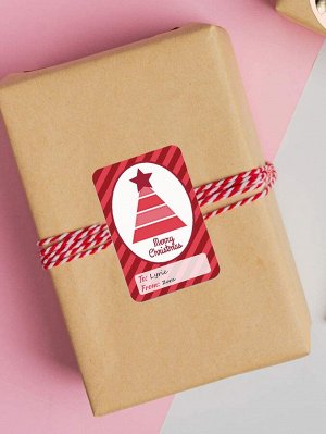 1 рулон Подарочная наклейка Рождественский с текстовым принтом