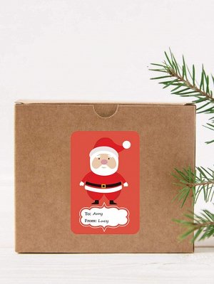 1 рулон Подарочная наклейка с рождественским узором