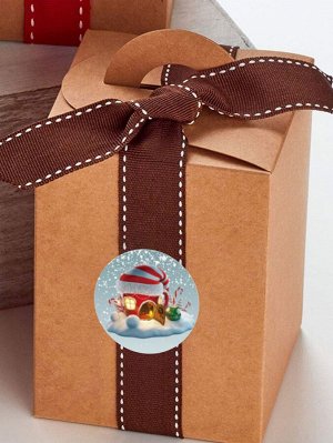 1 рулон Подарочная наклейка с рождественским принтом
