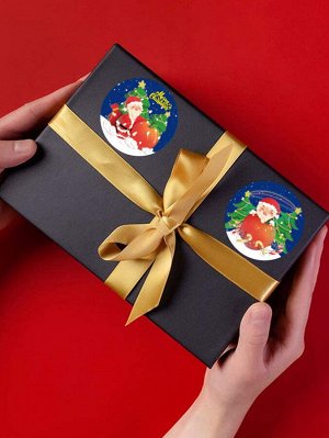 1 рулон Подарочная наклейка с рождественским принтом