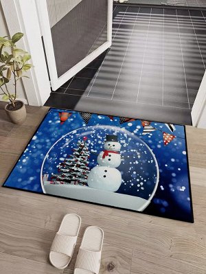 Рождественский снеговик с принтом дверной коврик