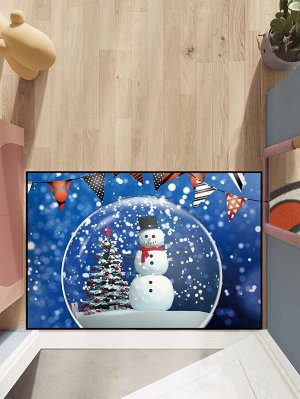 Рождественский снеговик с принтом дверной коврик