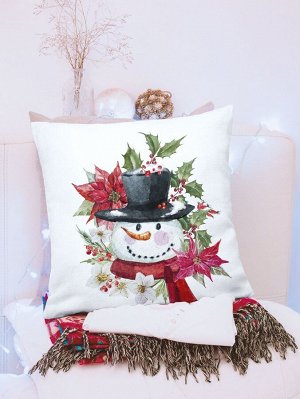 SheIn Рождественский чехол для подушки без наполнителя снеговик принтом