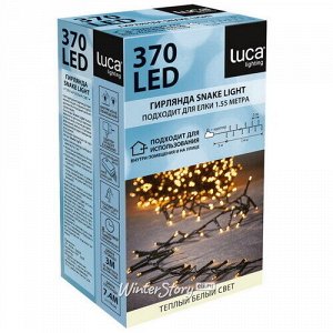 Светодиодная гирлянда на елку 155 см Luca Snake, 370 экстра теплых белых LED ламп, зеленый ПВХ, контроллер, IP44 (Edelman)