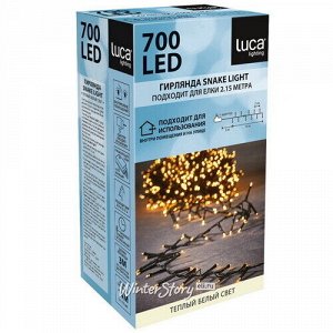 Светодиодная гирлянда на елку 215 см Luca Snake, 700 экстра теплых белых LED ламп, зеленый ПВХ, контроллер, IP44 (Edelman)