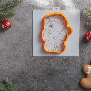 Форма для вырезания печенья и трафарет «Медведь со зведой», 8,7?11,5 см, цвет оранжевый