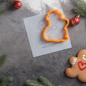 Форма для вырезания печенья и трафарет «Снеговик», 8?10 см, цвет оранжевый