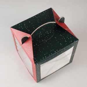 Коробка кондитерская с окном, сундук, «Новый год!» 20 х 20 х 20 см