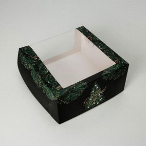 Коробка для торта с окном «Новогодняя» 23 х 23 х 11 см