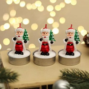 Набор свечи новогодние "Дед мороз с ёлкой", 4?6 см, 3 шт