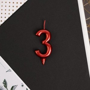 Свеча-цифра в торт «3», красная