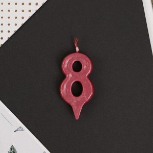 Свеча для торта, цифра «8», красная, 3 х 6 см