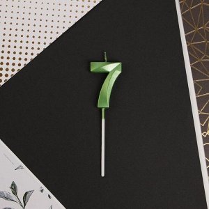 Свеча в торт цифра "7", зеленая, 5 х 12 см