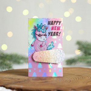 Новогодняя заколка на открытке Happy New Year!