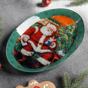Блюдо Доляна «Счастливый Санта», овальное, 29,5?20,3?2,1 см
