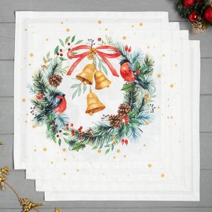 Набор сервировочных салфеток Этель &quot;Сhristmas bells&quot; 40х40см 4 шт, 100%хл, саржа 190 гр/м2