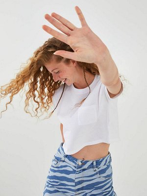 XSIDE Женская футболка с короткими рукавами и круглым вырезом из хлопка