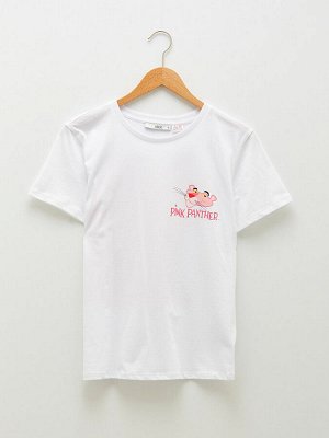 XSIDE Хлопковая женская футболка с короткими рукавами и принтом розовой пантеры