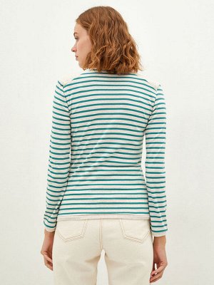 LCW CASUAL Женская футболка с длинным рукавом в полоску с круглым вырезом