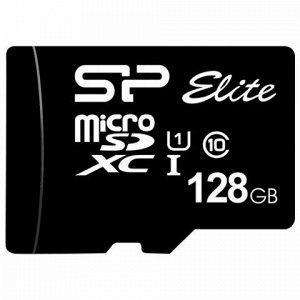 Карта памяти microSDXC 128 GB SILICON POWER Elite UHS-I U3, V30, 75 Мб/сек (cl.10) адаптер SP128GBSTXBU1V1