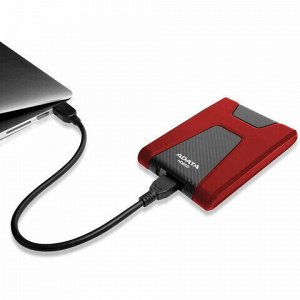 Внешний жесткий диск A-DATA DashDrive Durable HD650 1TB, 2.5", USB 3.0, красный, AHD650-1TU31-CRD