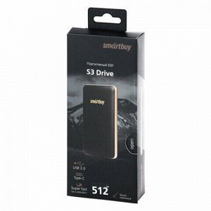 Внешний SSD накопитель SMARTBUY S3 Drive 512GB, 1.8", USB 3.0, черный, SB512GB-S3DB-18SU30