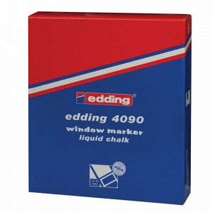 Маркер меловой EDDING "4090", 4-15 мм, СИНИЙ, влагостираемый, для гладких поверхностей, Е-4090/3