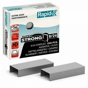Скобы для степлера RAPID HD210 "Super Strong" №9/24, 1000 штук, до 210 листов, 24871800