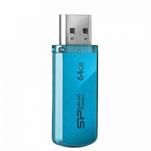 Флеш-диск 64 GB, SILICON POWER Helios 101, USB 2.0, металлический корпус, синий, SP64GBUF2101V1B
