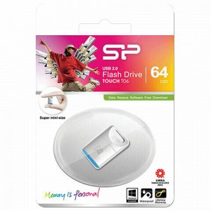 Флеш-диск 64 GB SILICON POWER Touch T06 USB 2.0, белый, SP64GBUF2T06V1W