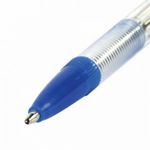 Ручка шариковая STAFF "BP-03", СИНЯЯ, корпус прозрачный, узел 1 мм, линия письма 0,5 мм, 143742