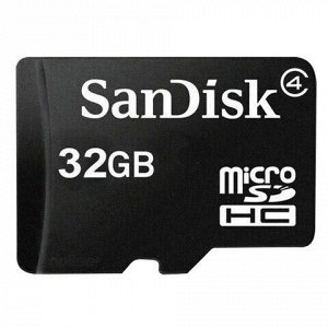 Карта памяти micro SDHC, 32 GB, SANDISK, 4 Мб/сек. (class 4), SDSDQM-032G-B35