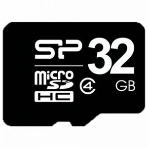 Карта памяти micro SDHC, 32 GB, SILICON POWER, 4 Мб/сек. (class 4), SP032GBSTH004V1
