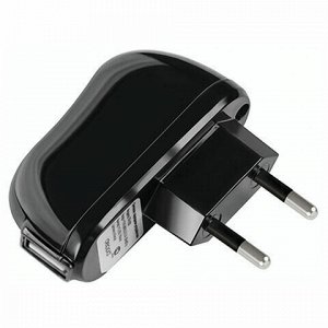 Зарядное устройство сетевое (220 В) DEPPA, 1 порт USB, выходной ток 2,1 А, черное, 23139