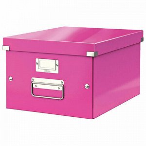 Короб архивный LEITZ "Click &amp; Store" M, 200х280х370 мм, ламинированный картон, разборный, розовый, 60440023