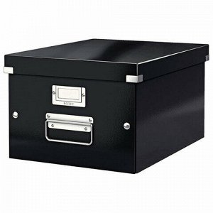 Короб архивный LEITZ "Click &amp; Store" M, 200х280х370 мм, ламинированный картон, разборный, черный, 60440095