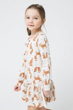 Платье для девочки Crockid К 5705 светло-бежевый меланж, белочки к1276