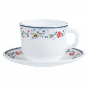 MILLIMI Виола Чайная пара (чашка 250мл., блюдце 15см) опаловое стекло, 21001