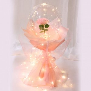 Шар воздушный 22см с декором (цветок, LED гирлянда) бумага, сетка, пластик