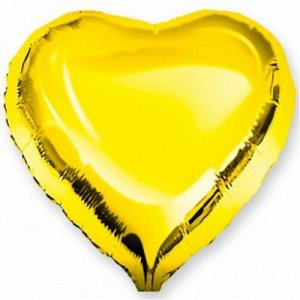 Воздушный шар фольгированный 18''/46 см сердце б/рис золото