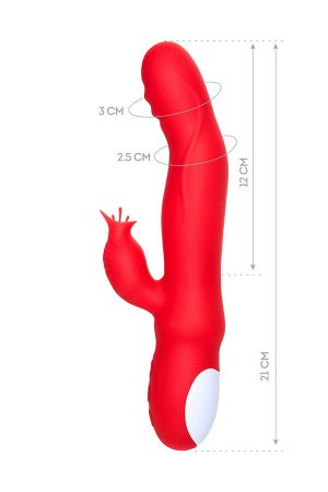 Вибратор Redli с двигающейся головкой, силикон, красный, 21 см