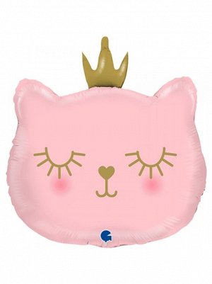 Фольга шар фигура Голова кошки в короне 26"/66 см