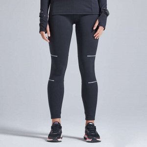 Тайтсы для бега утепленные женские kiprun warm черные kiprun