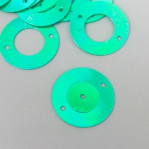Пайетки "Круг в кольце" зелёные набор 30 гр d=2 см